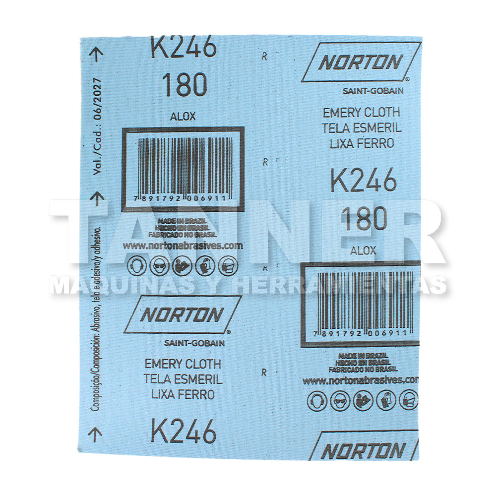 LIJA METAL 9X11" 225X275MM 180 MUY FINO K246