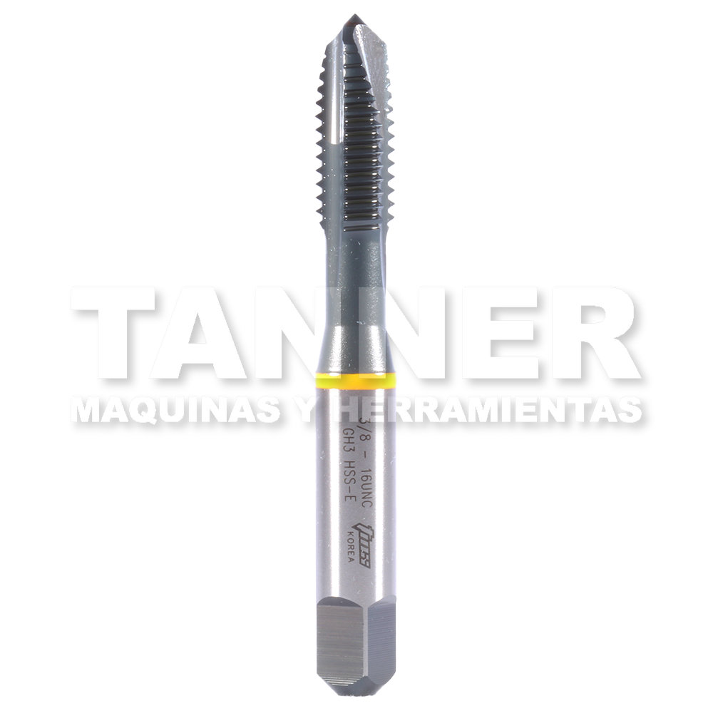 MACHUELO SEMICONICO HSS 3/8-16 PUNTA ESPIRAL GH3 3F UNC INOXIDABLE