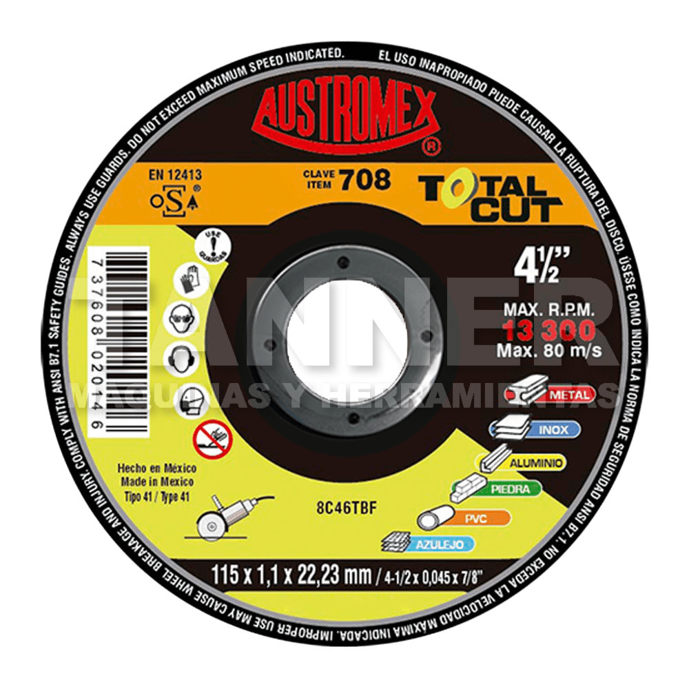 DISCO PLANO PARA CORTE TOTAL CUT 115 X 1.1 X 22.23