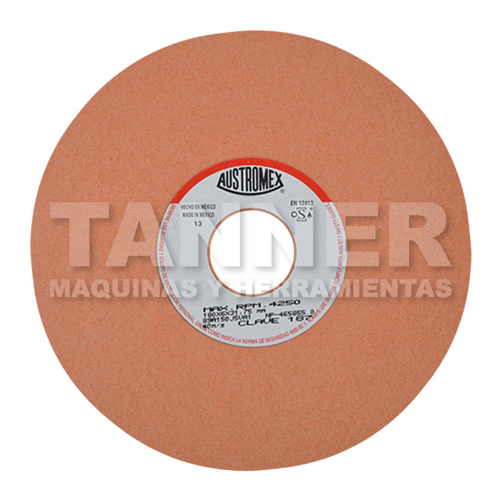 RUEDA NARANJA VITRIFICADA PARA ESMERILADO DE ACERO 180X6X31.75 89A150J5VA1