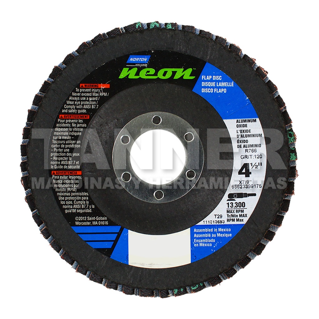 DISCO LAMINADO 4-1/2X7/8 G120 R766 NEON