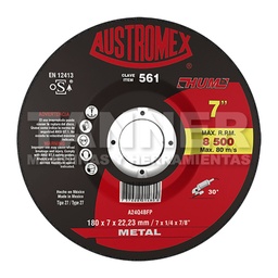 [AUS561] DISCO CON CENTRO DEPRIMIDO PARA DESBASTE DE METAL 180X7X22.23
